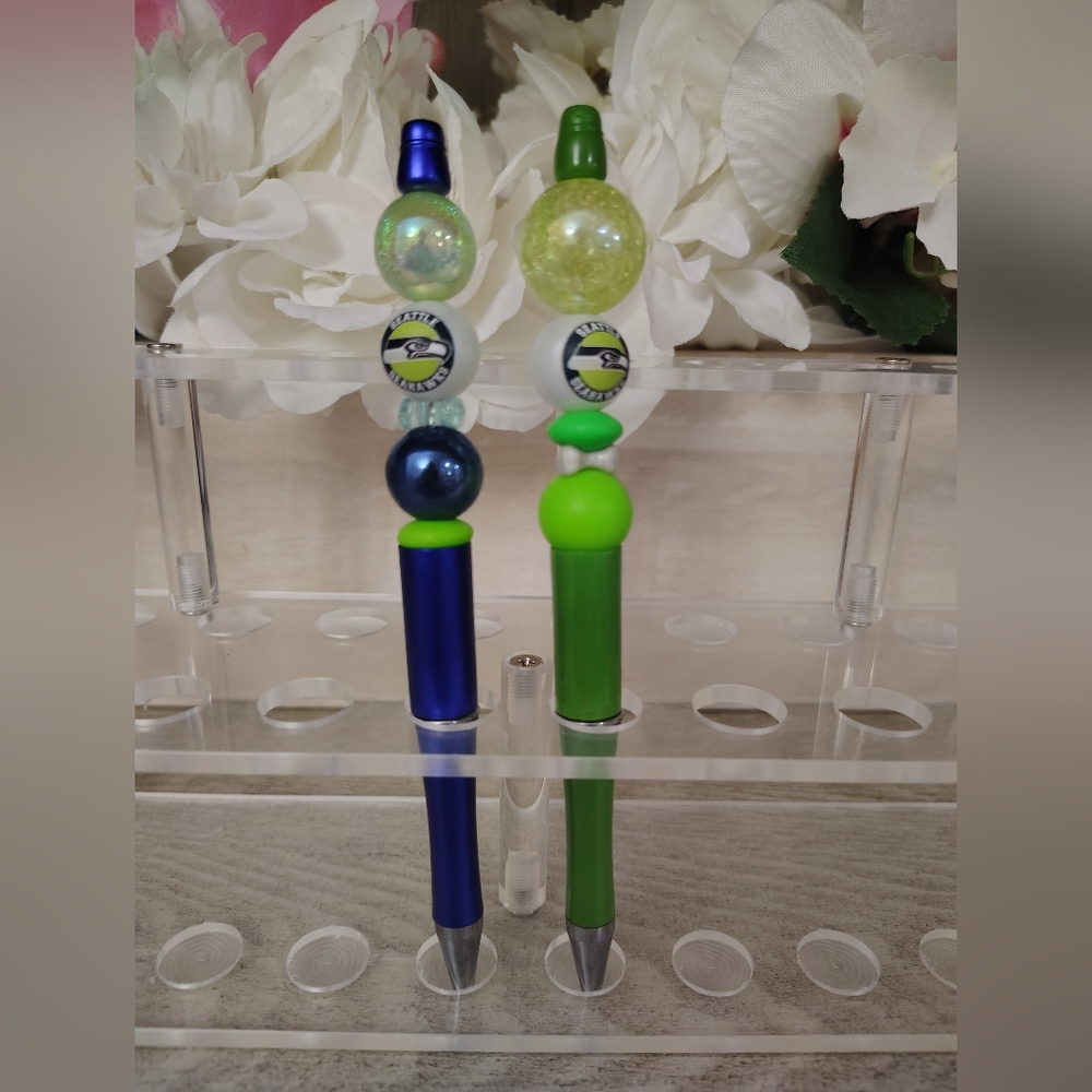 Blue and Green Beaded Pens